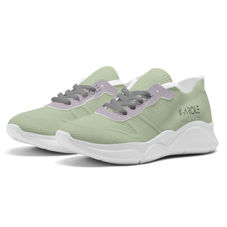 Breathable mesh sneakers from K-AROLE in a stylish mint green color, featuring a chunky sole design and sleek lace-up closure for a comfortable, trendy look.