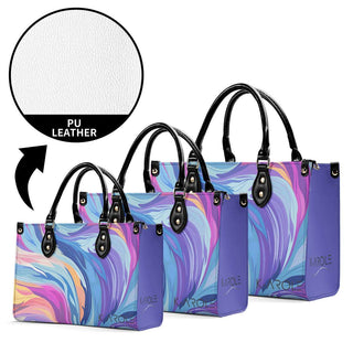 Starry Moon Handbag - Stylish teal and purple marble-patterned handbag made of durable PU leather, featuring a sleek and trendy design from the K-AROLE brand.