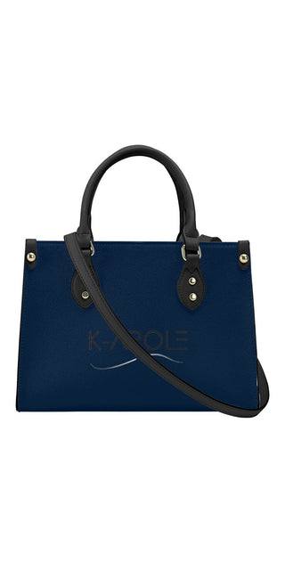 Stylish navy blue tote bag with golden hardware by K-AROLE