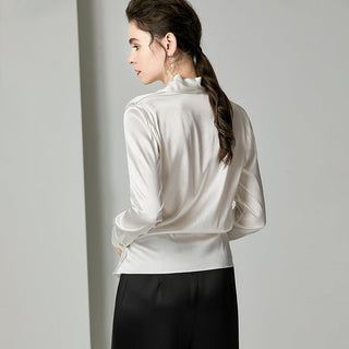Womens Elegant Silk Blouse: Mulberry Silk, Long Sleeves